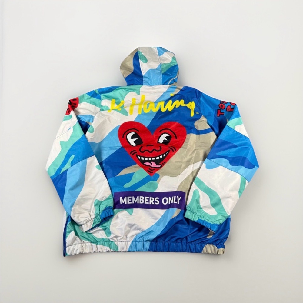 Members Only X Keith Haring | Camo Windbreaker Jacket Tokyo Pop - Men’s S - Blue